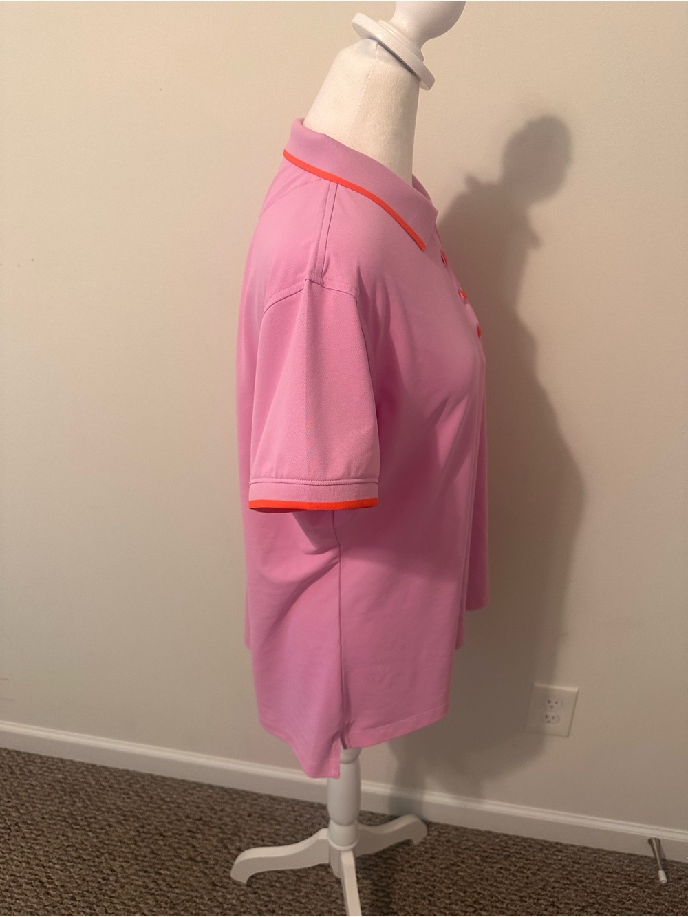 Peter Millar Women’s Pink Polo Golf Top with Orange Trim Size XL - Picture 4 of 5